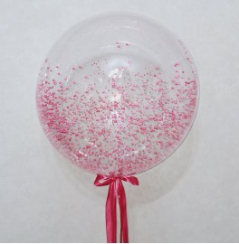 Шар Bubble с пенопластовыми шариками, розовый